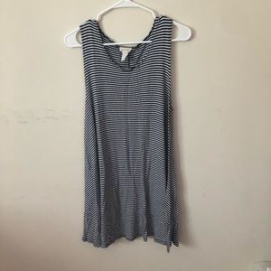 Blue & white striped thick-strapped t-shirt dress